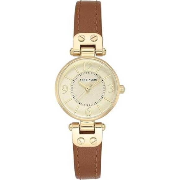 Anne Klein Womens Gold Tone Watch Leather Strap Quartz Analog Dress Watch - Picture 5 of 5